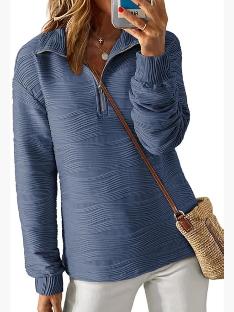 Women's Half Zip Long Sleeve Pullover Sweatshirt Tunic